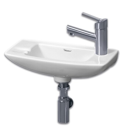 Whitehaus Isabella Collection Small Wall Mount Basin W/ Center Drain, White WH1-103R